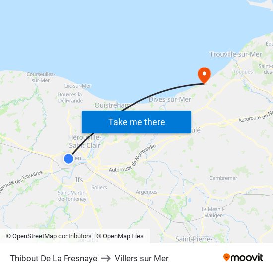 Thibout De La Fresnaye to Villers sur Mer map