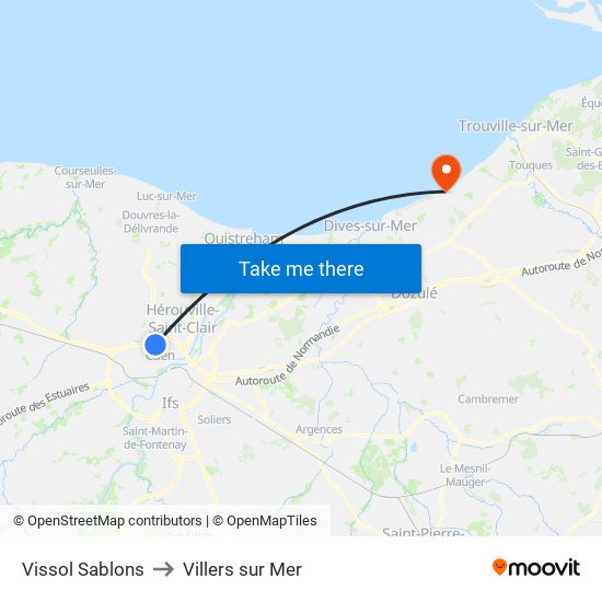 Vissol Sablons to Villers sur Mer map