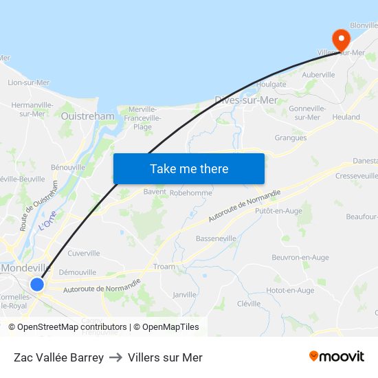 Zac Vallée Barrey to Villers sur Mer map