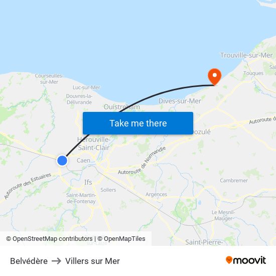 Belvédère to Villers sur Mer map