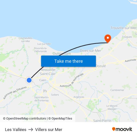 Les Vallées to Villers sur Mer map