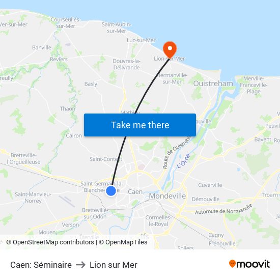 Caen: Séminaire to Lion sur Mer map