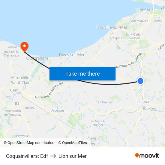 Coquainvillers: Edf to Lion sur Mer map