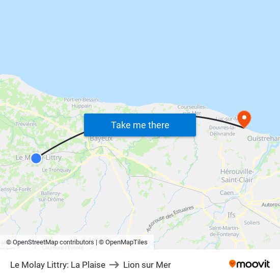 Le Molay Littry: La Plaise to Lion sur Mer map