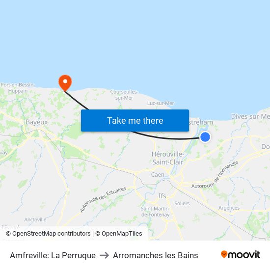 Amfreville: La Perruque to Arromanches les Bains map