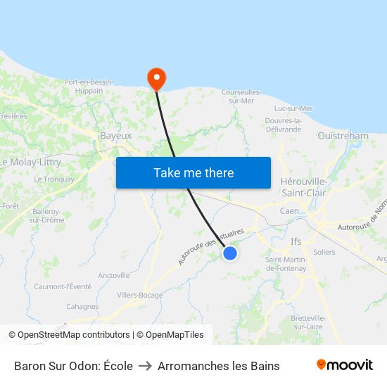 Baron Sur Odon: École to Arromanches les Bains map