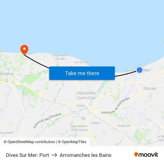 Dives Sur Mer: Port to Arromanches les Bains map
