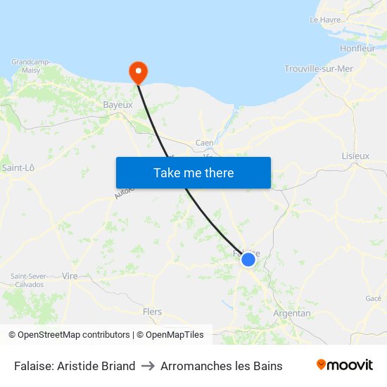 Falaise: Aristide Briand to Arromanches les Bains map