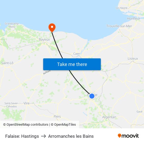 Falaise: Hastings to Arromanches les Bains map