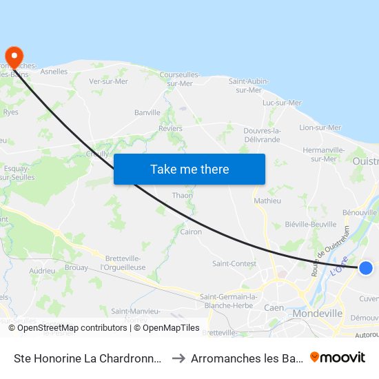 Ste Honorine La Chardronnette to Arromanches les Bains map