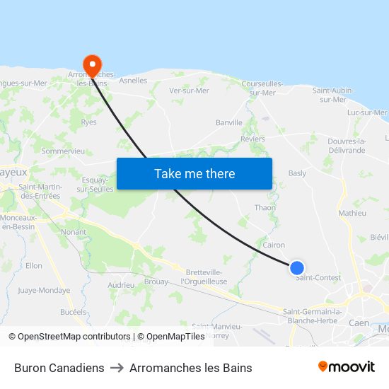 Buron Canadiens to Arromanches les Bains map