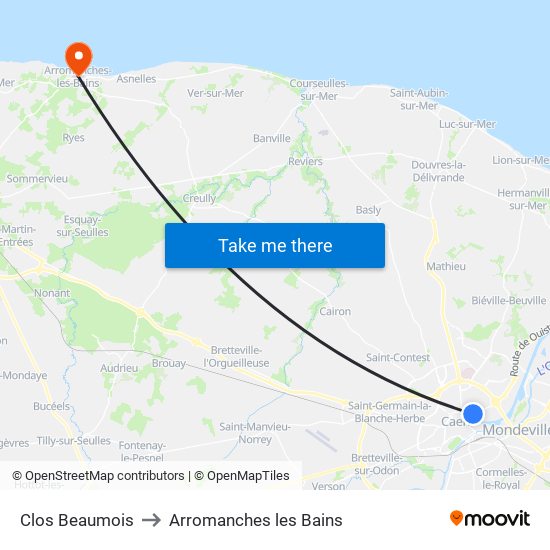 Clos Beaumois to Arromanches les Bains map