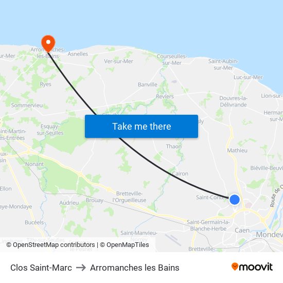 Clos Saint-Marc to Arromanches les Bains map