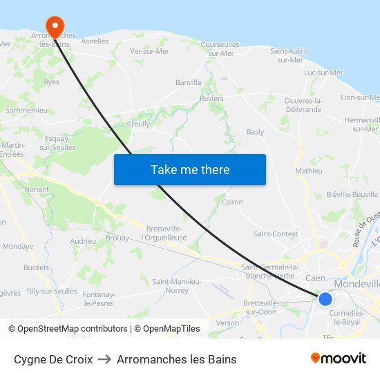 Cygne De Croix to Arromanches les Bains map