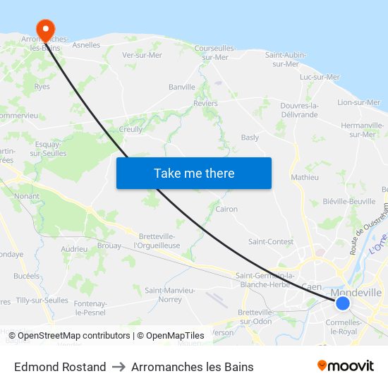 Edmond Rostand to Arromanches les Bains map