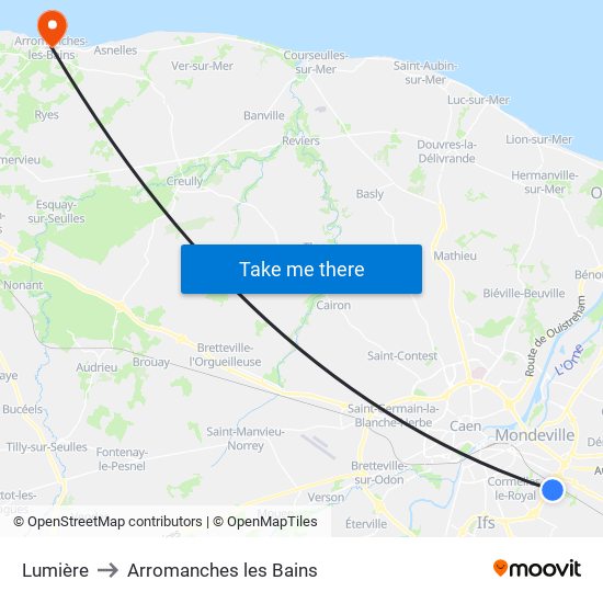 Lumière to Arromanches les Bains map