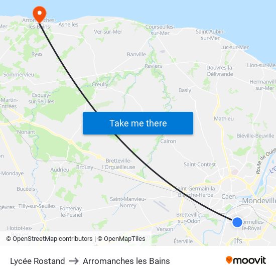 Lycée Rostand to Arromanches les Bains map