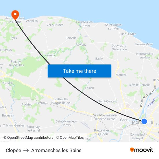 Clopée to Arromanches les Bains map