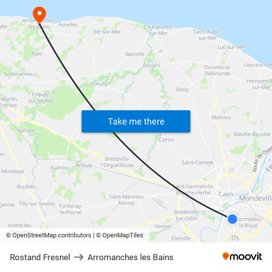 Rostand Fresnel to Arromanches les Bains map