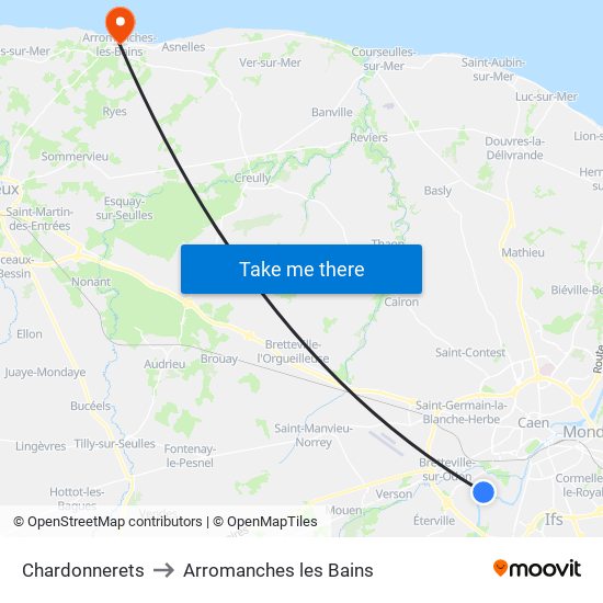 Chardonnerets to Arromanches les Bains map