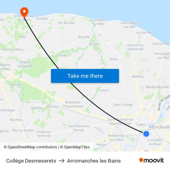 Collège Desmeserets to Arromanches les Bains map