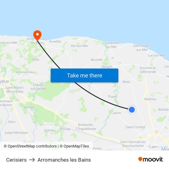 Cerisiers to Arromanches les Bains map