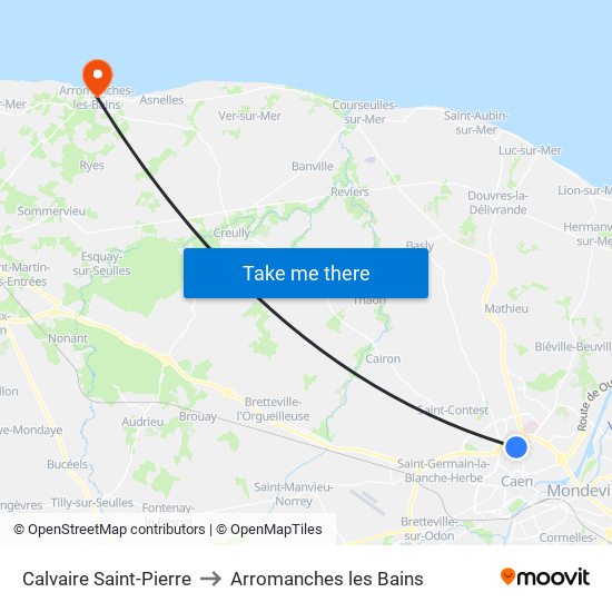 Calvaire Saint-Pierre to Arromanches les Bains map