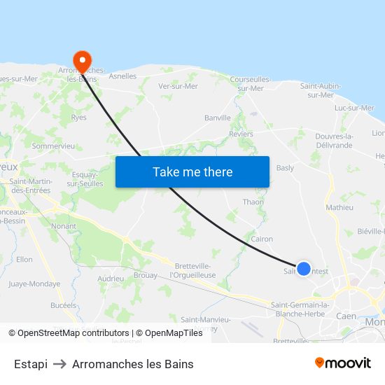 Estapi to Arromanches les Bains map