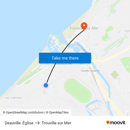 Deauville: Église to Trouville sur Mer map