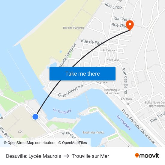 Deauville: Lycée Maurois to Trouville sur Mer map