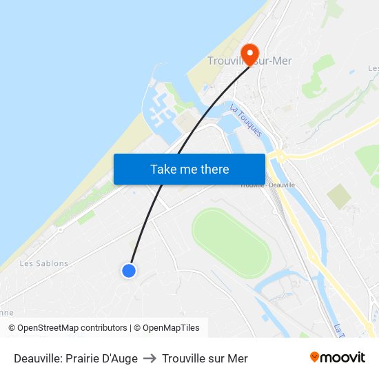 Deauville: Prairie D'Auge to Trouville sur Mer map