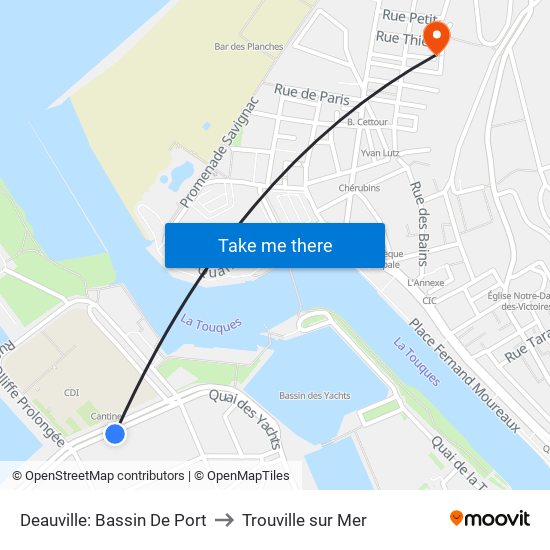 Deauville: Bassin De Port to Trouville sur Mer map