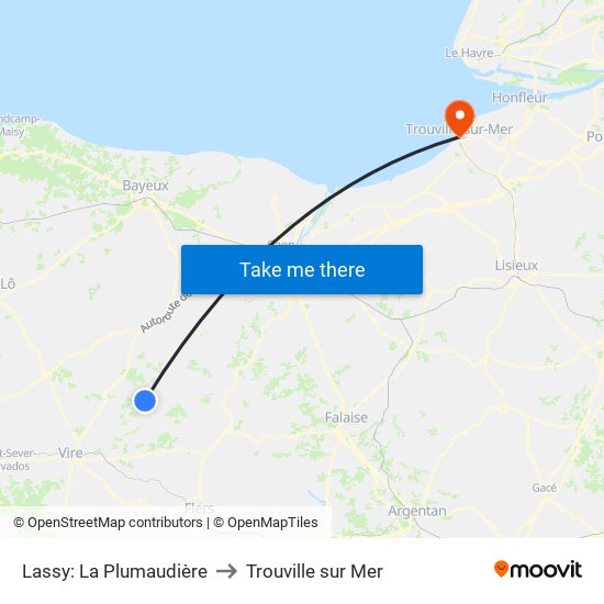 Lassy: La Plumaudière to Trouville sur Mer map