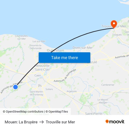 Mouen: La Bruyère to Trouville sur Mer map