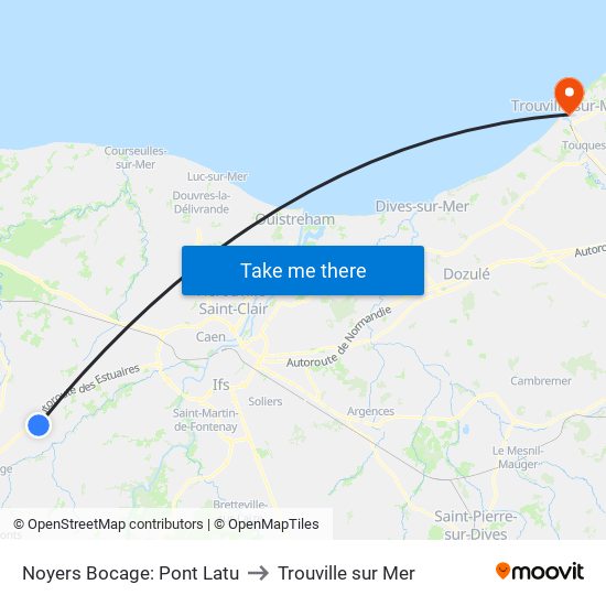 Noyers Bocage: Pont Latu to Trouville sur Mer map