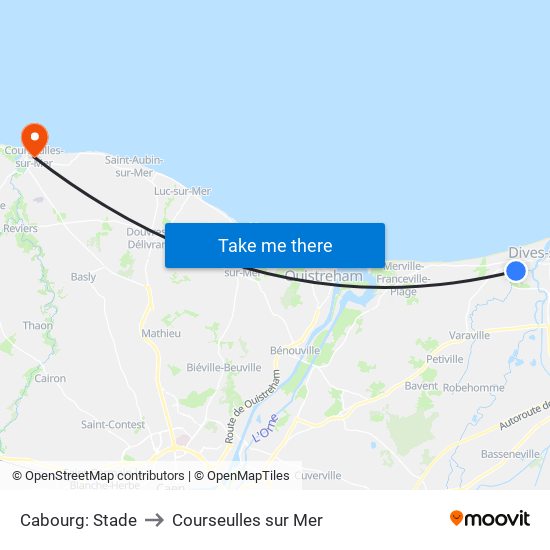 Cabourg: Stade to Courseulles sur Mer map