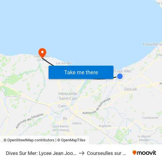 Dives Sur Mer: Lycee Jean Jooris to Courseulles sur Mer map