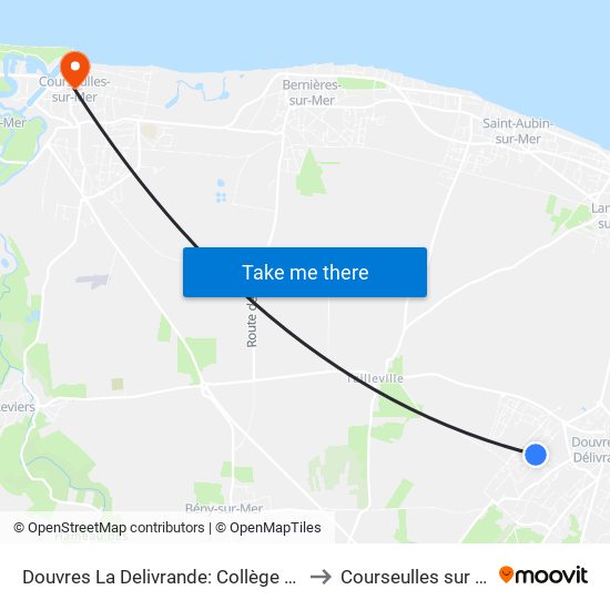 Douvres La Delivrande: Collège Marot to Courseulles sur Mer map