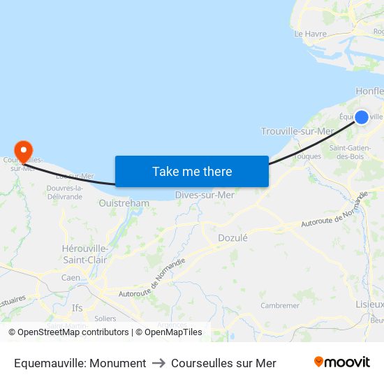 Equemauville: Monument to Courseulles sur Mer map