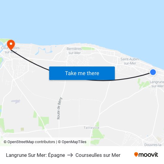 Langrune Sur Mer: Épagne to Courseulles sur Mer map