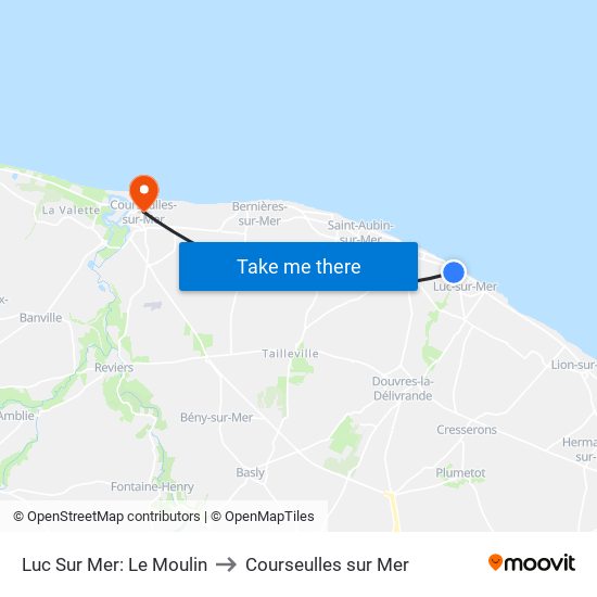 Luc Sur Mer: Le Moulin to Courseulles sur Mer map
