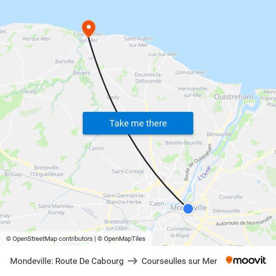 Mondeville: Route De Cabourg to Courseulles sur Mer map