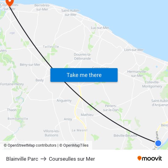 Blainville Parc to Courseulles sur Mer map