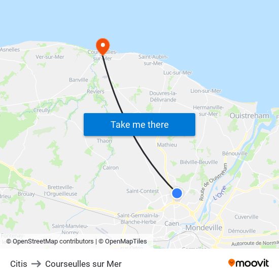 Citis to Courseulles sur Mer map