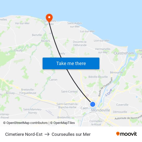 Cimetiere Nord-Est to Courseulles sur Mer map