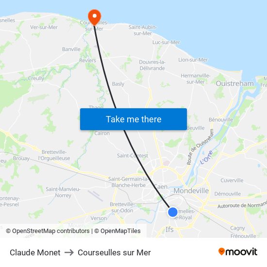 Claude Monet to Courseulles sur Mer map