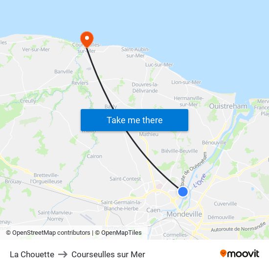 La Chouette to Courseulles sur Mer map