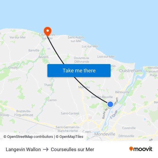 Langevin Wallon to Courseulles sur Mer map