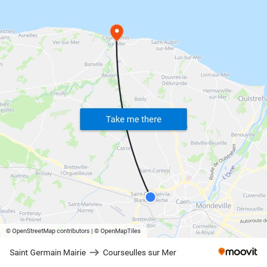 Saint Germain Mairie to Courseulles sur Mer map