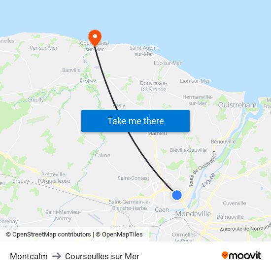 Montcalm to Courseulles sur Mer map